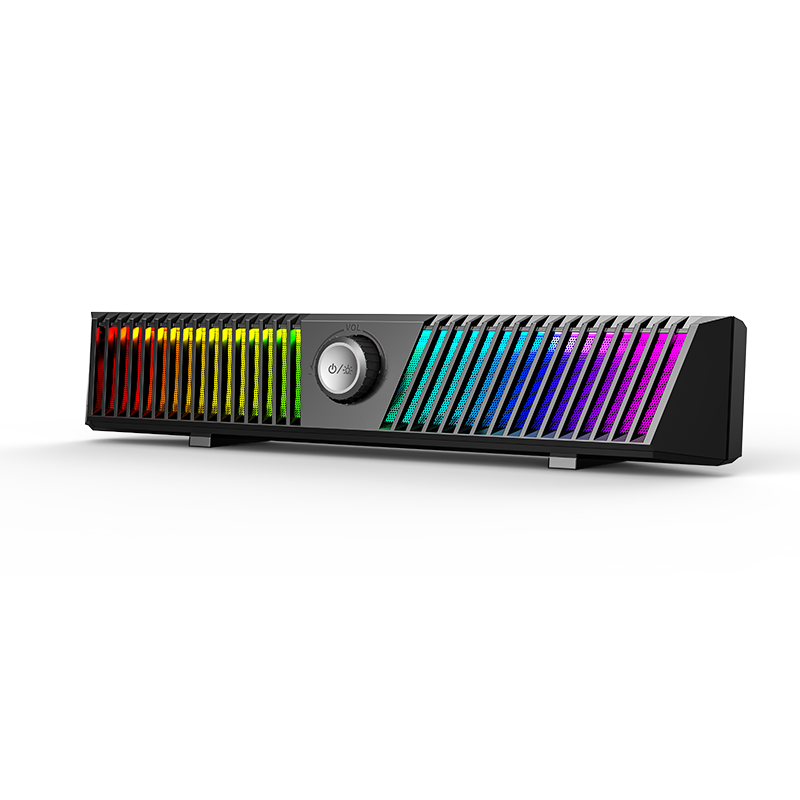 RGB Gaming Soundbar USB Wired Stereo Speaker with Volume Knob for PC & Laptop