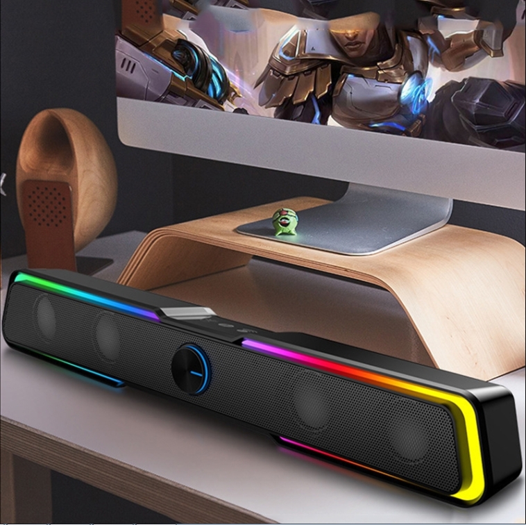 RGB LED Gaming Soundbar Speaker with Stereo Sound for PC Monitor