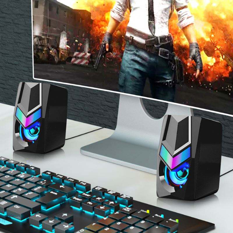 Latrodar Computer Speaker 2PCS RGB Backlight Secure Ion PC Speakers for Desktop Mini Gaming  Home Stuff