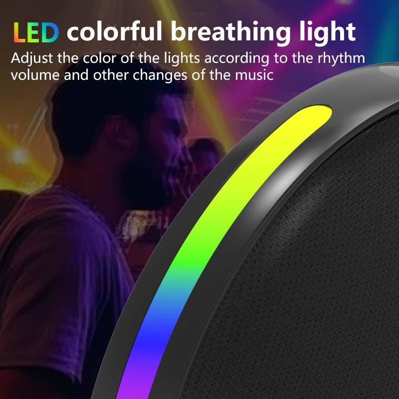 Mini Small Portable Waterproof bluetooth Speaker Satellite Subwoofer with RGB LED Lighting 15W Output Power New Battery Powered