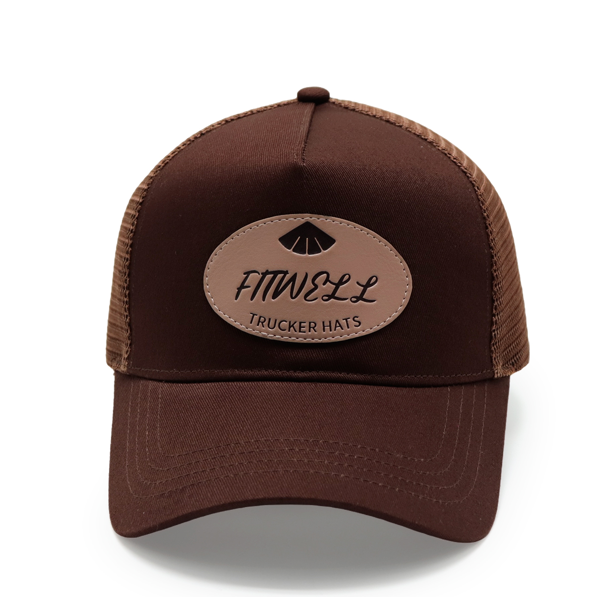 FitWell Leather Patch Trucker Hat – Multi-Color Mesh Back Cap