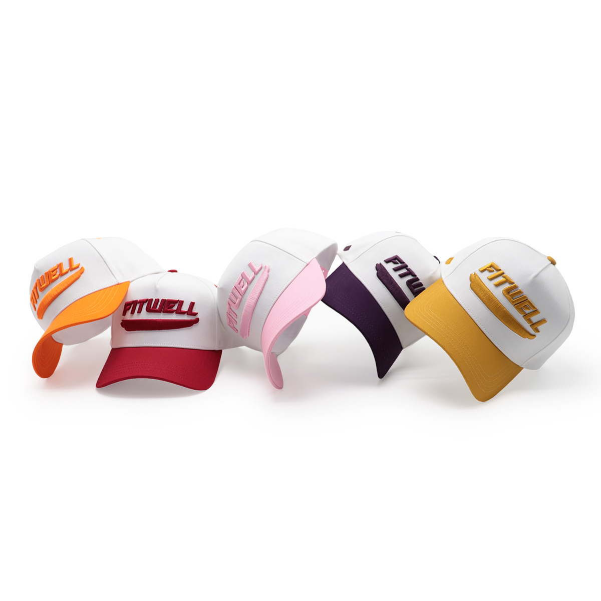 FITWELL Colorblock Baseball Caps – 3D Embroidered Snapback Hats with Contrast Brim