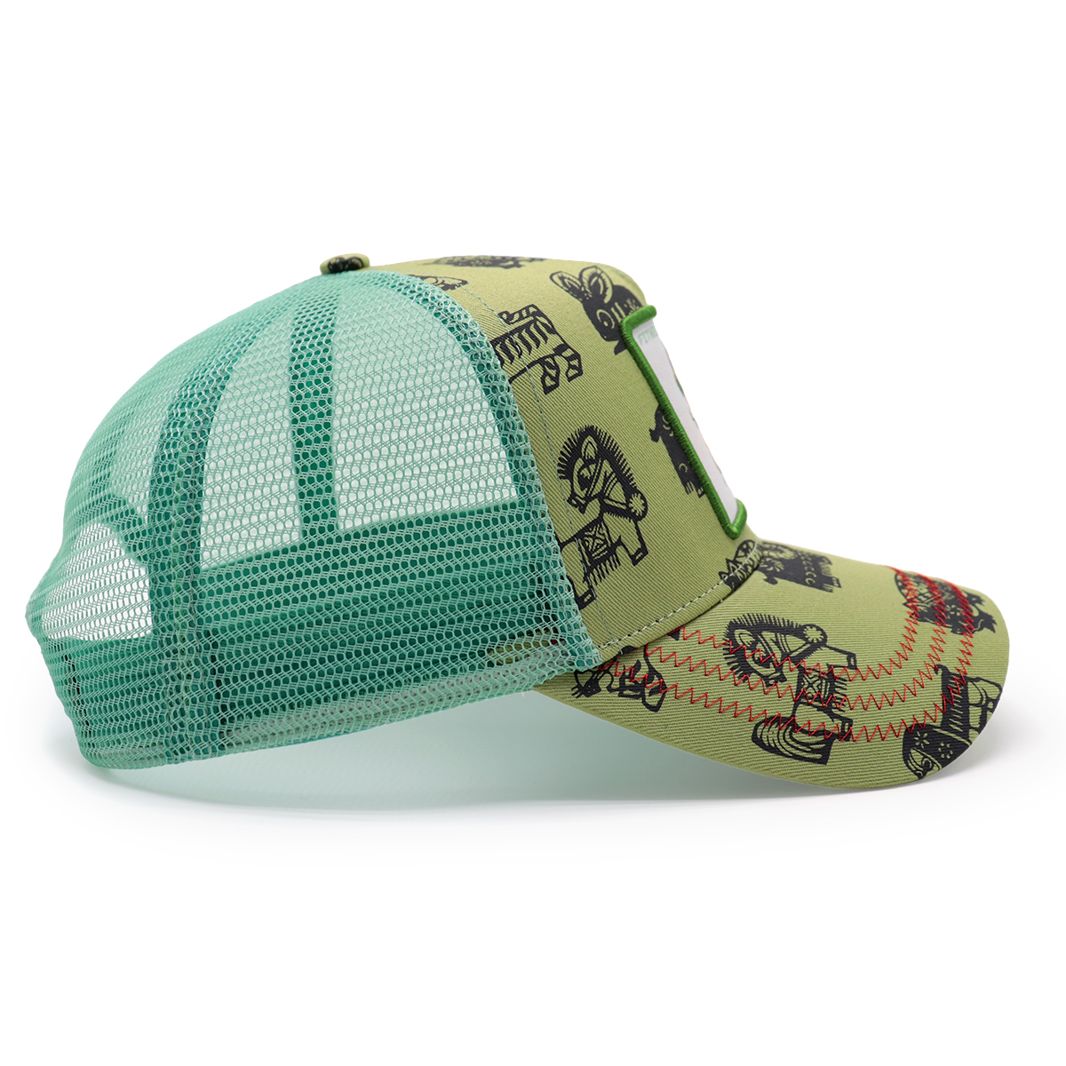 Cartoon Dinosaur Print Baseball Cap with Embroidered Patch - FITWELL Trendy Adjustable Trucker Hat