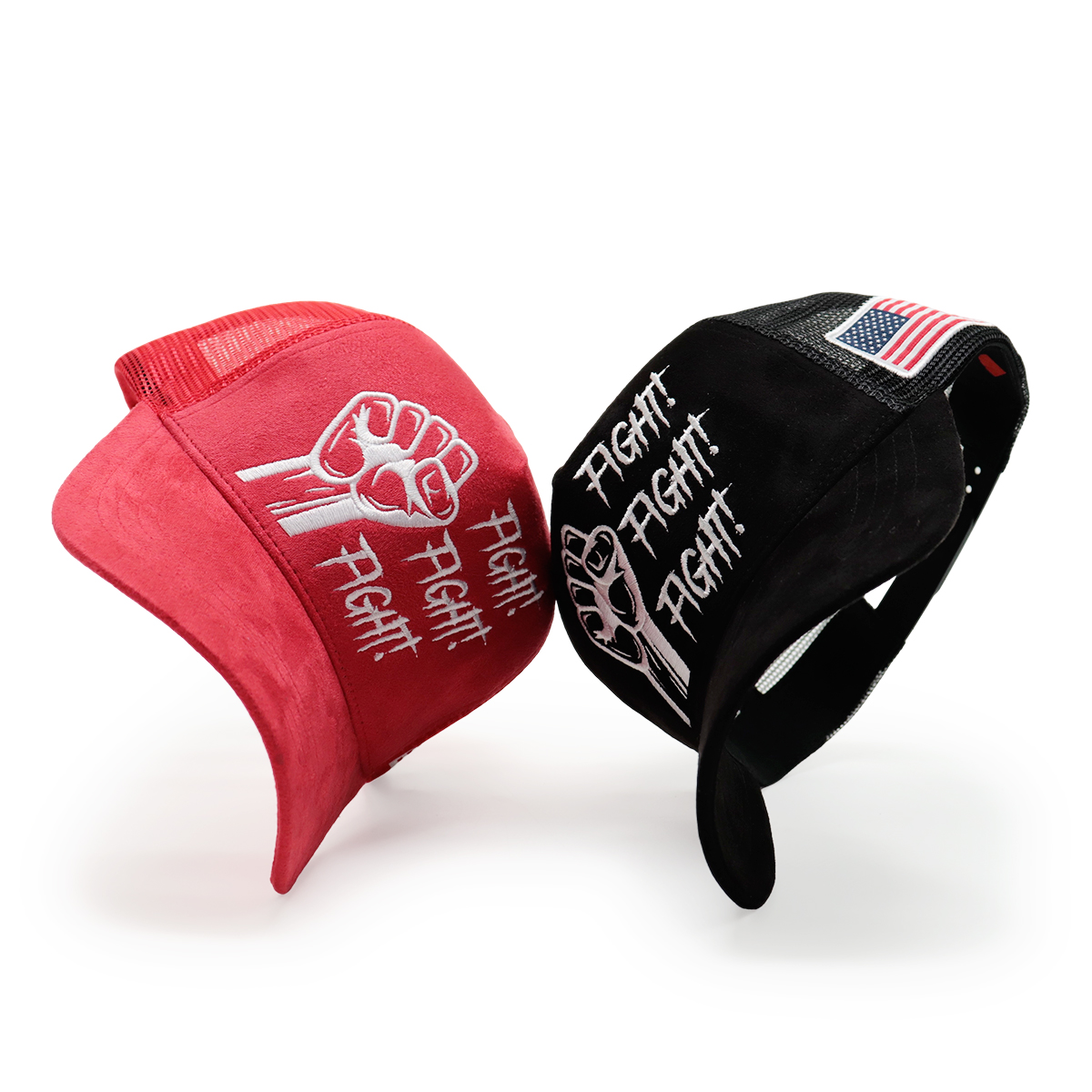 Fitwell Velvet Flat Embroidery Trucker Cap, American Street Style Mesh Hat, Fight Letter Design