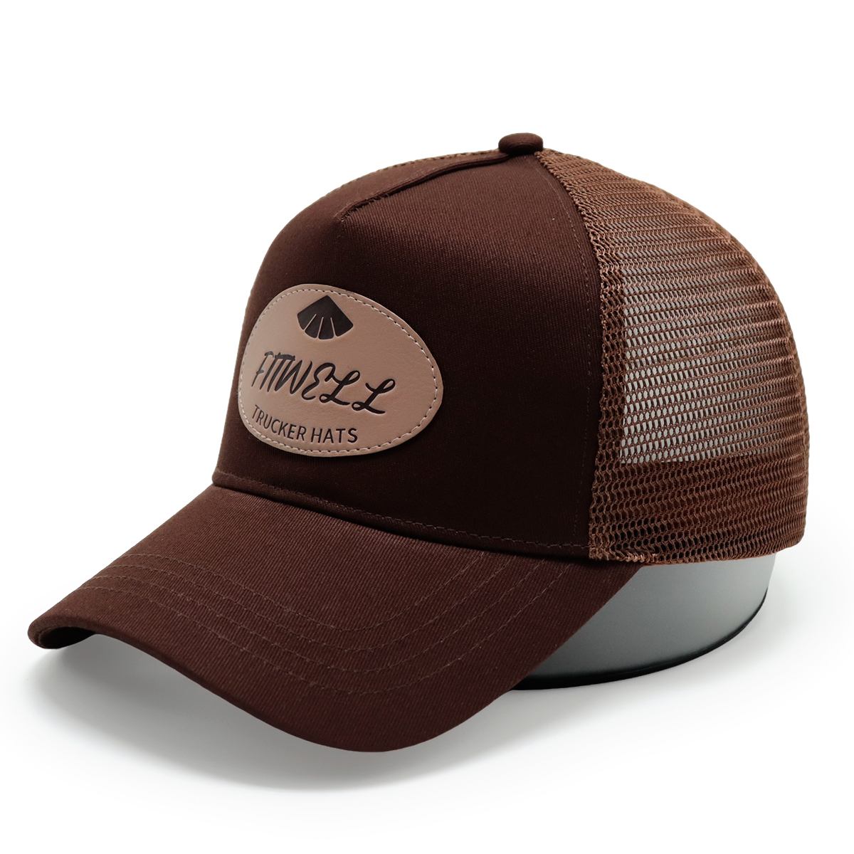 FitWell Leather Patch Trucker Hat – Multi-Color Mesh Back Cap