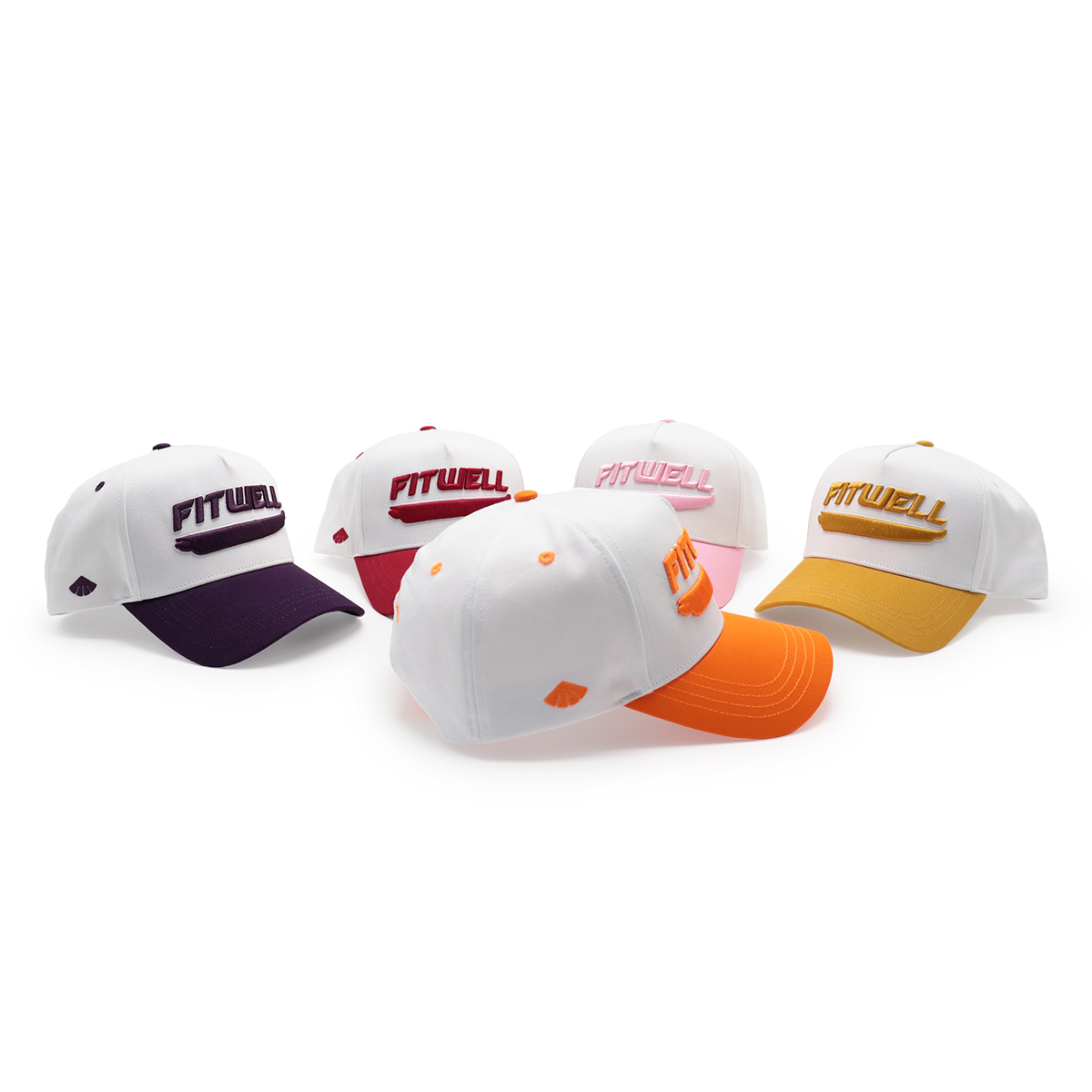 FITWELL Colorblock Baseball Caps – 3D Embroidered Snapback Hats with Contrast Brim
