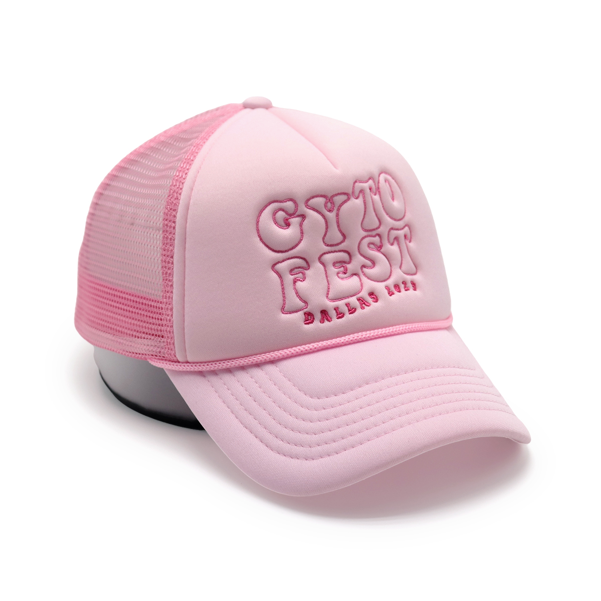 GYTO FEST 2023 Trucker Hat – Pink Embroidered Festival Cap with Mesh Back