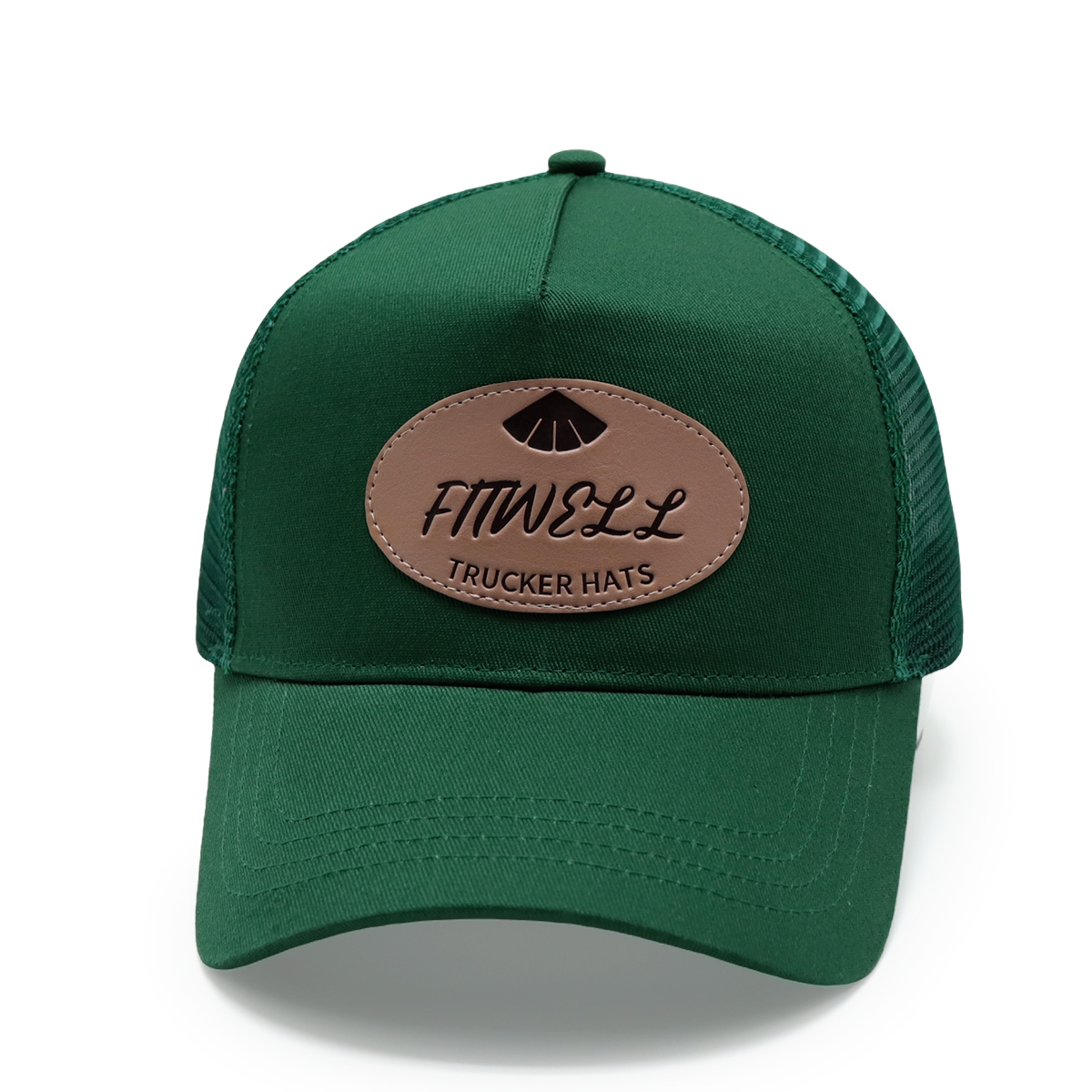 FitWell Leather Patch Trucker Hat – Multi-Color Mesh Back Cap