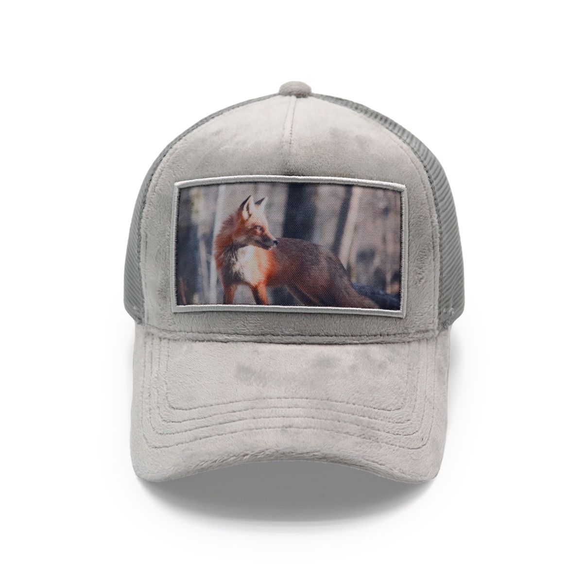 Custom Scenic Photo Suede Trucker Hat – Beige Brown Mesh Snapback Cap, Soft Baseball Hat, Unisex Adjustable