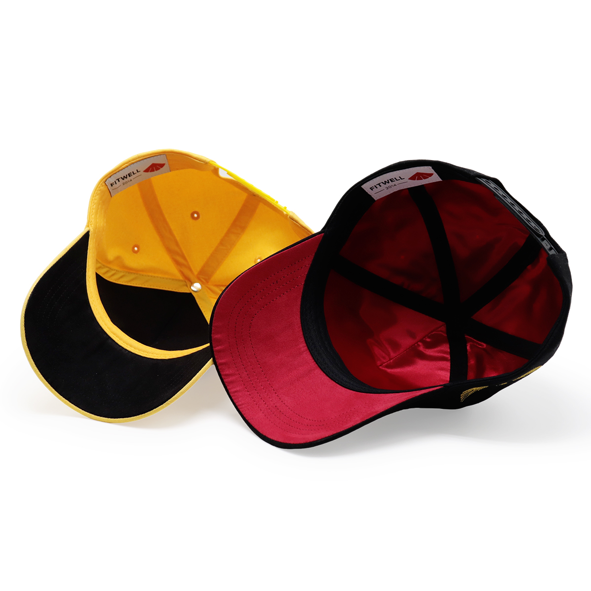 FITWELL Flame Embroidered Baseball Cap, 6-Panel Snapback Hat, Yellow & Black, Unisex Streetwear