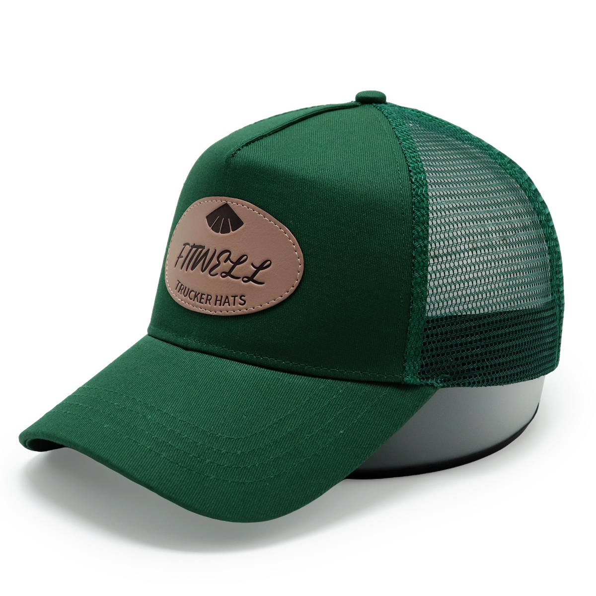 FitWell Leather Patch Trucker Hat – Multi-Color Mesh Back Cap