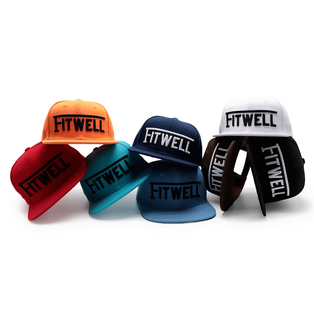 FTWELL 3D Embroidered Flat Brim Snapback Cap – Unisex Adjustable Street Hat