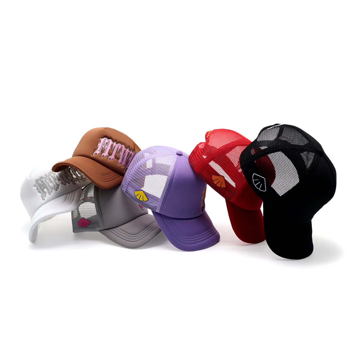 Colorful 3D Gothic Letter Embroidered Mesh Trucker Hats – Unisex Breathable Snapback Cap