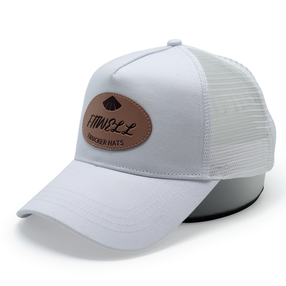 FitWell Leather Patch Trucker Hat – Multi-Color Mesh Back Cap