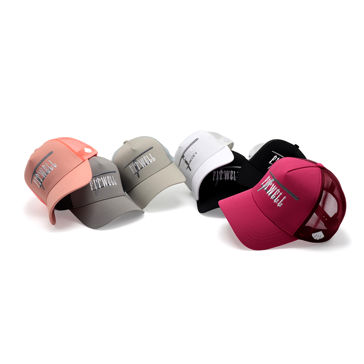 FITWELL Multi-Color Trucker Cap Collection – Embroidered Mesh Snapback Hats