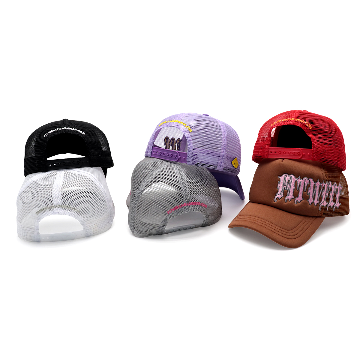 Colorful 3D Gothic Letter Embroidered Mesh Trucker Hats – Unisex Breathable Snapback Cap