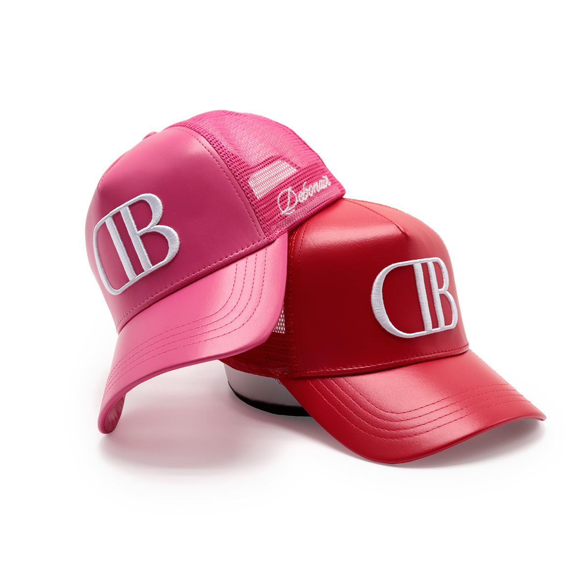 Colorful Leather Trucker Cap – 3D Embroidered Letter Mesh Baseball Hat
