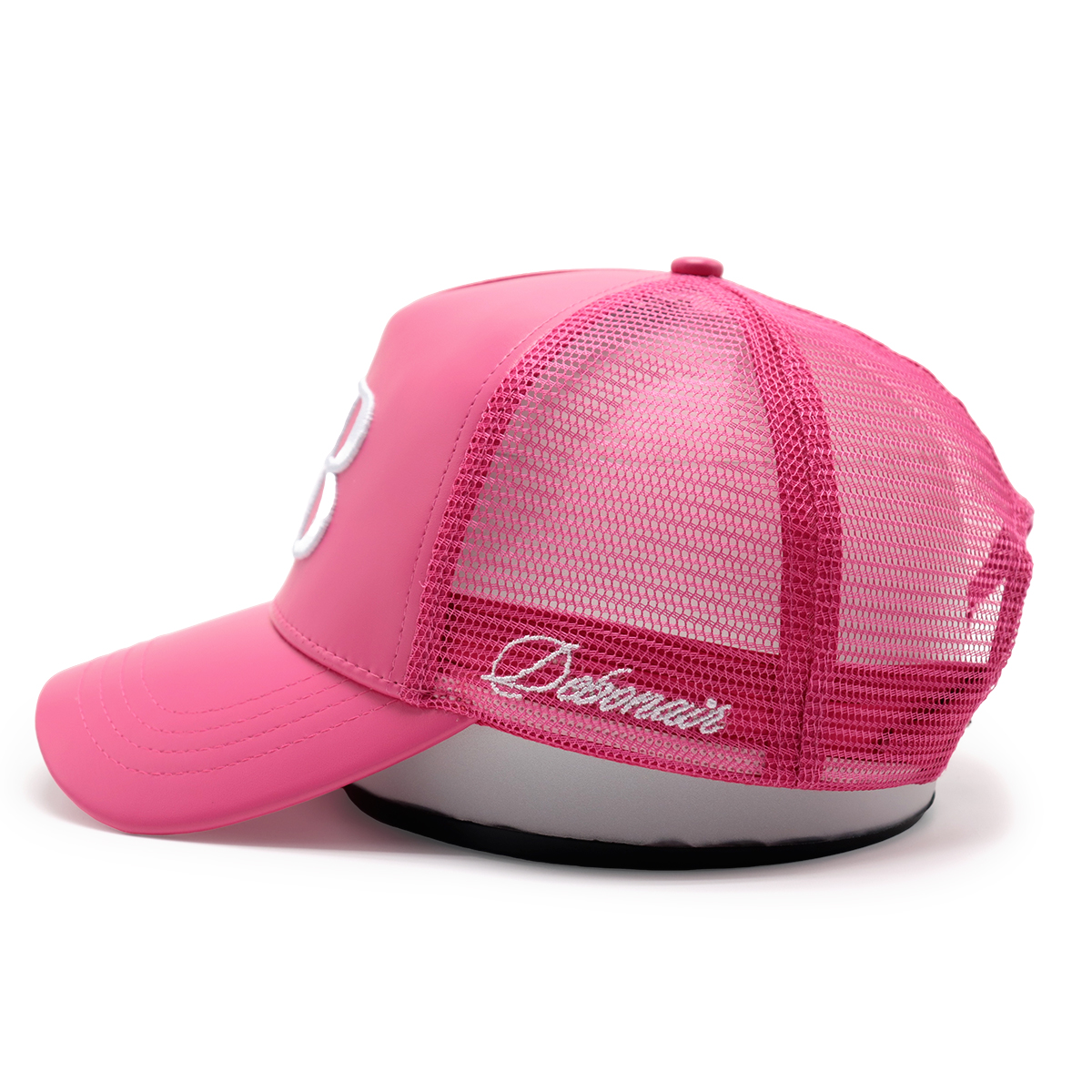 Colorful Leather Trucker Cap – 3D Embroidered Letter Mesh Baseball Hat