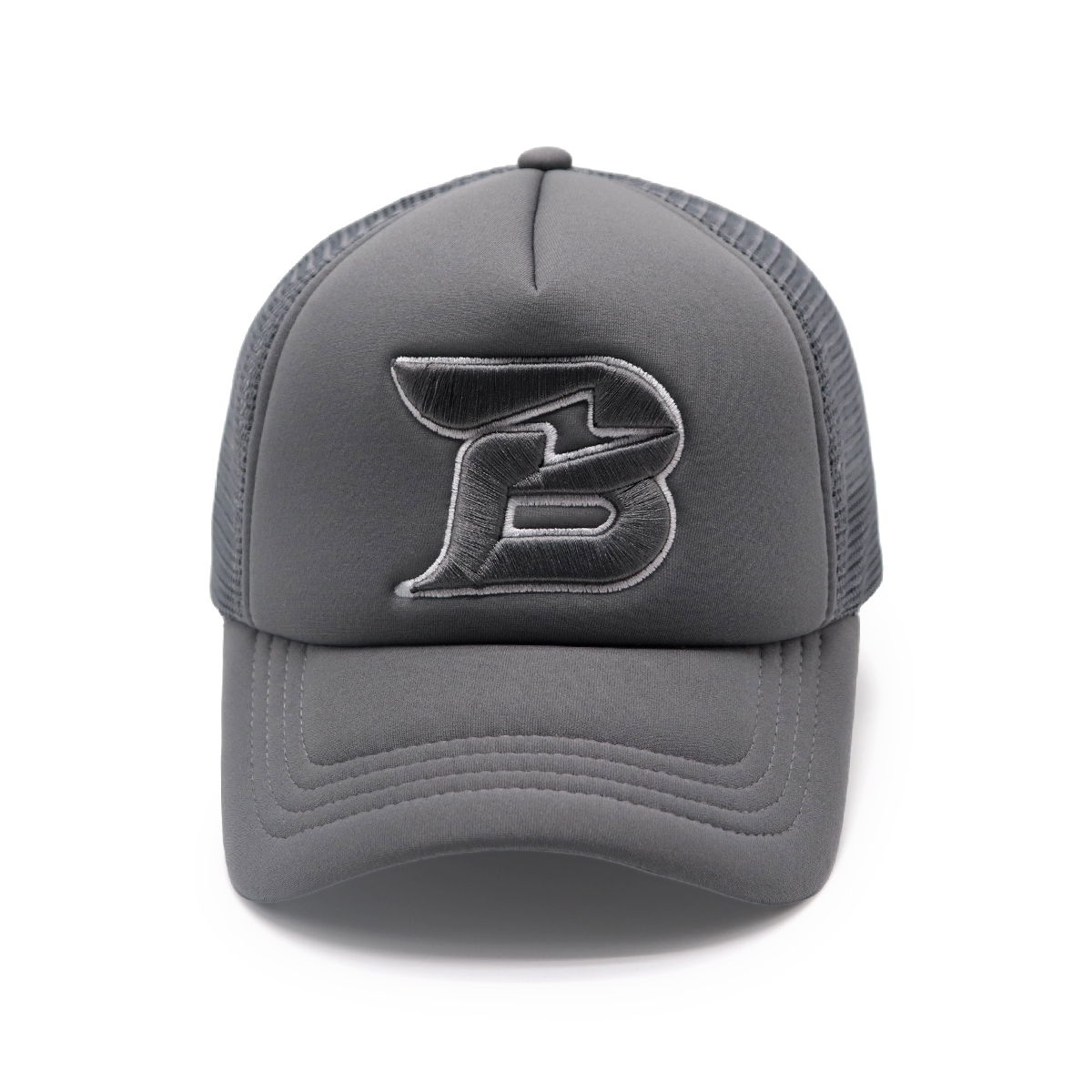 Gray Embroidered B Letter Mesh Baseball Cap – Unisex Breathable Adjustable Hat