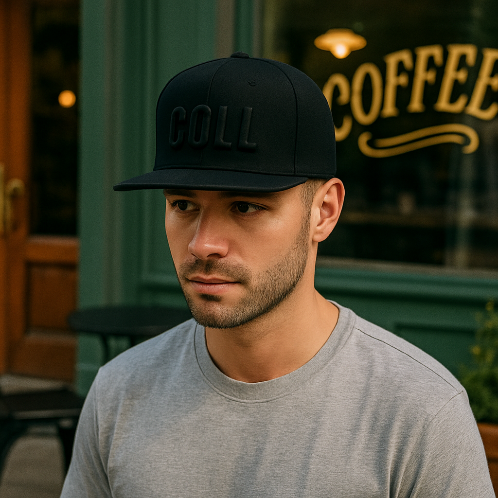 COLL Black on Black 3D Embroidered Snapback Hat