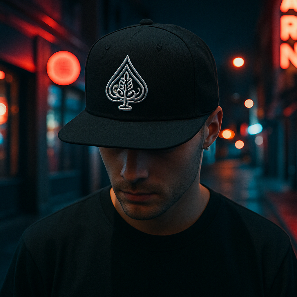 Ace Spade Black Flat Brim Cap