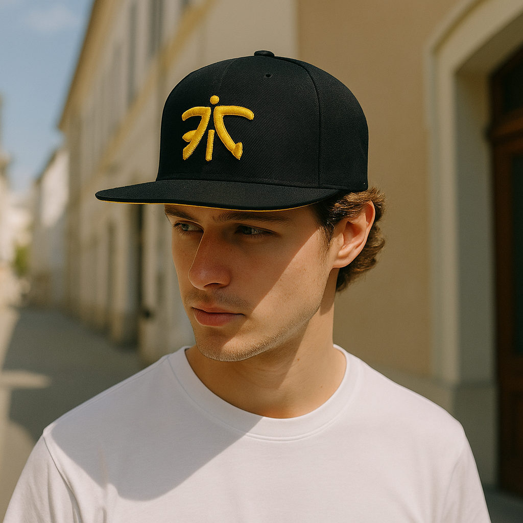 Fnatic Logo Snapback – Black & Yellow 6-Panel Gamer Cap