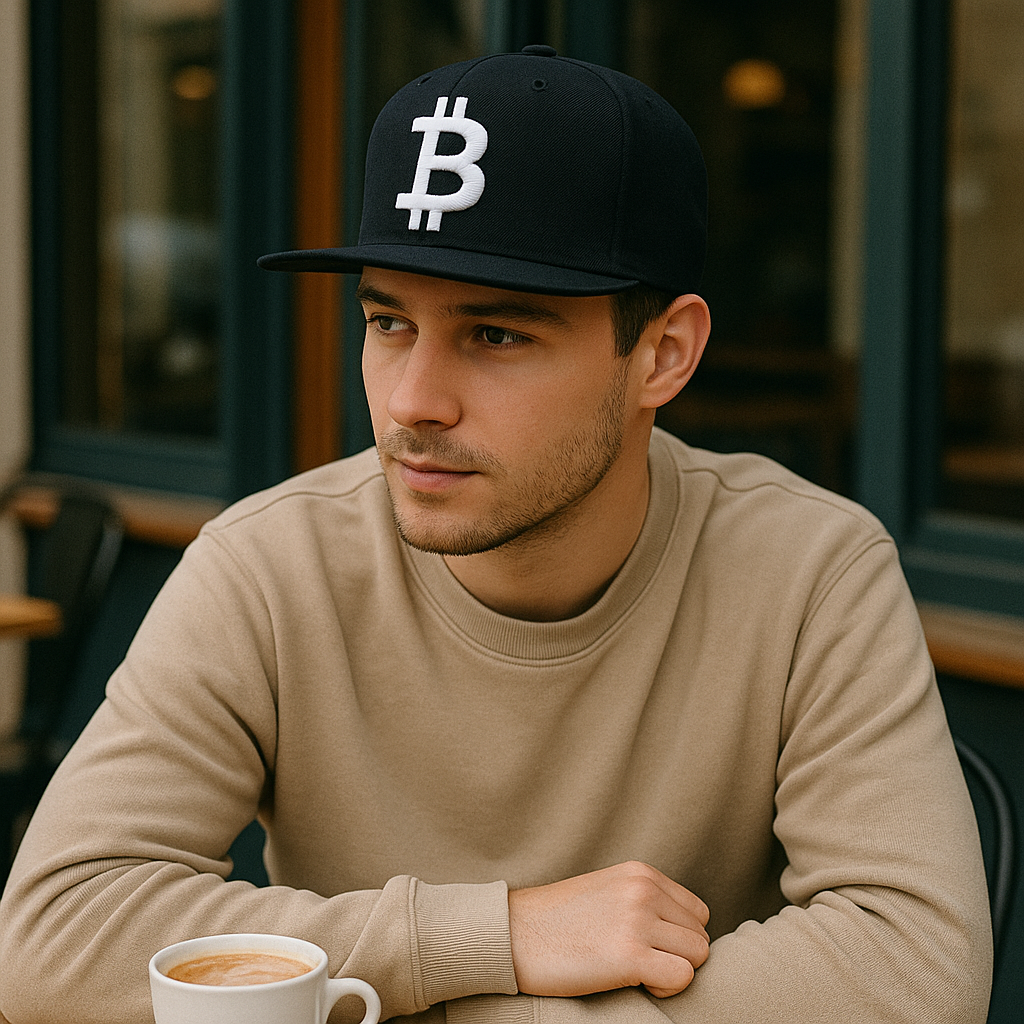 Bitcoin Symbol Flat-Brim Snapback Hat