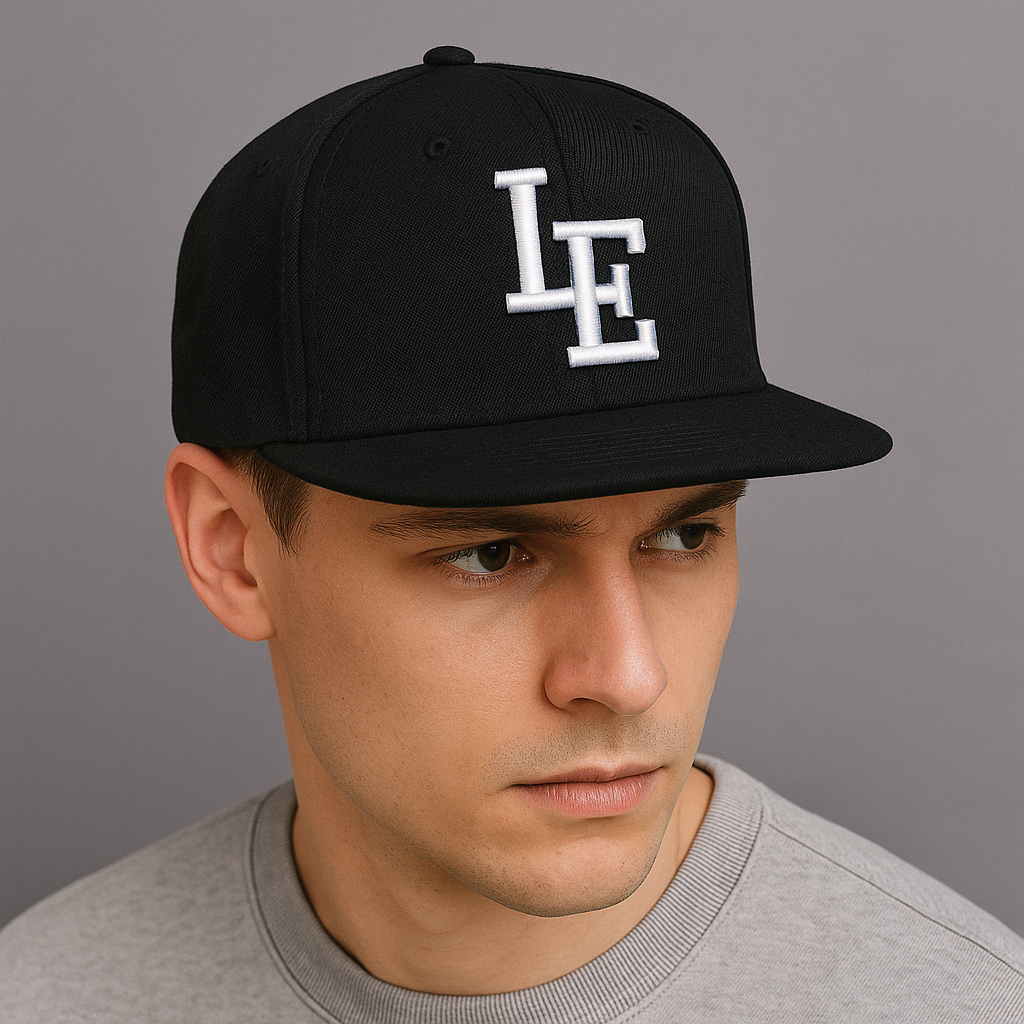 LE Monogram Embroidered Snapback Hat