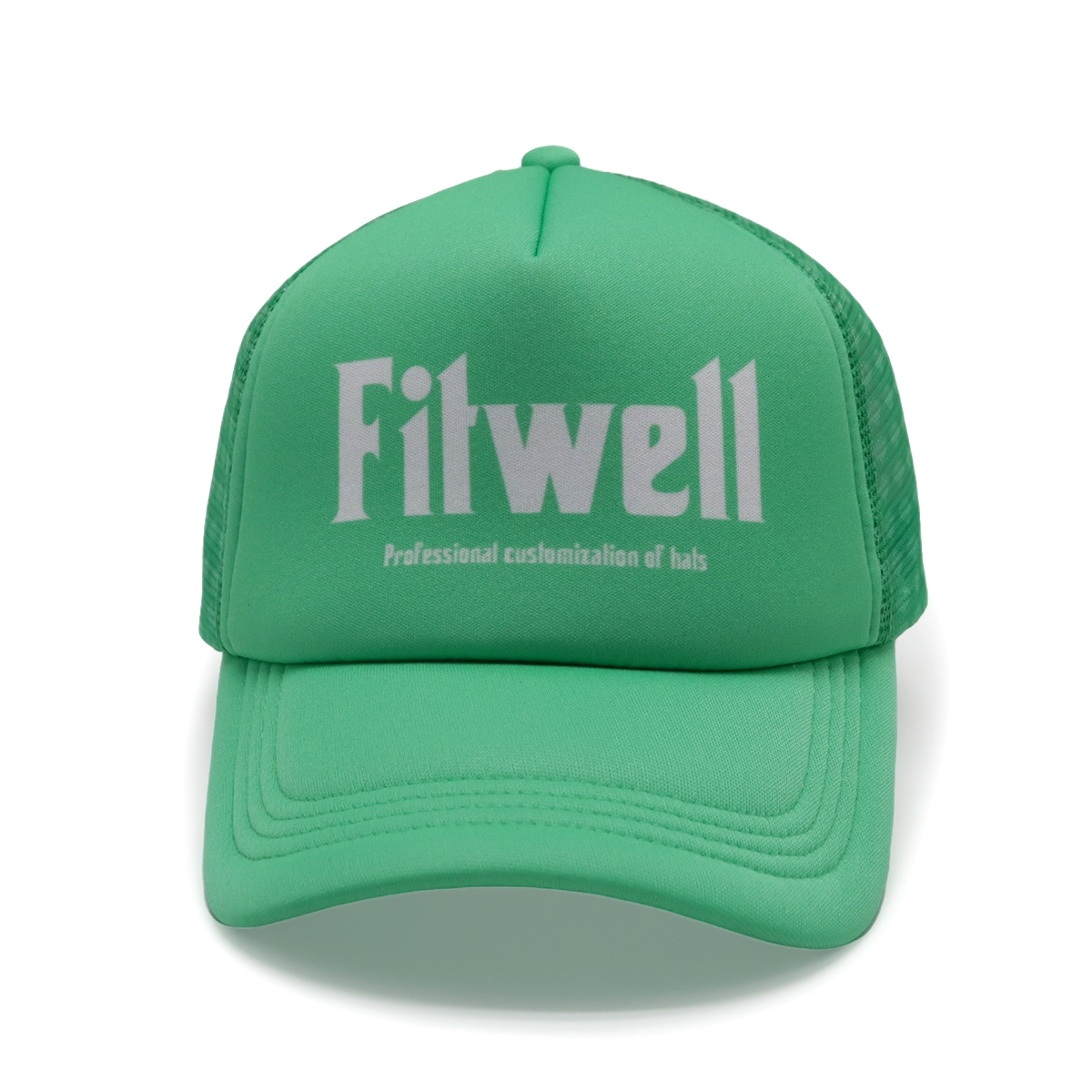 Mint Green Trucker Cap with Printed Fitwell Logo | Custom Mesh Snapback Hat