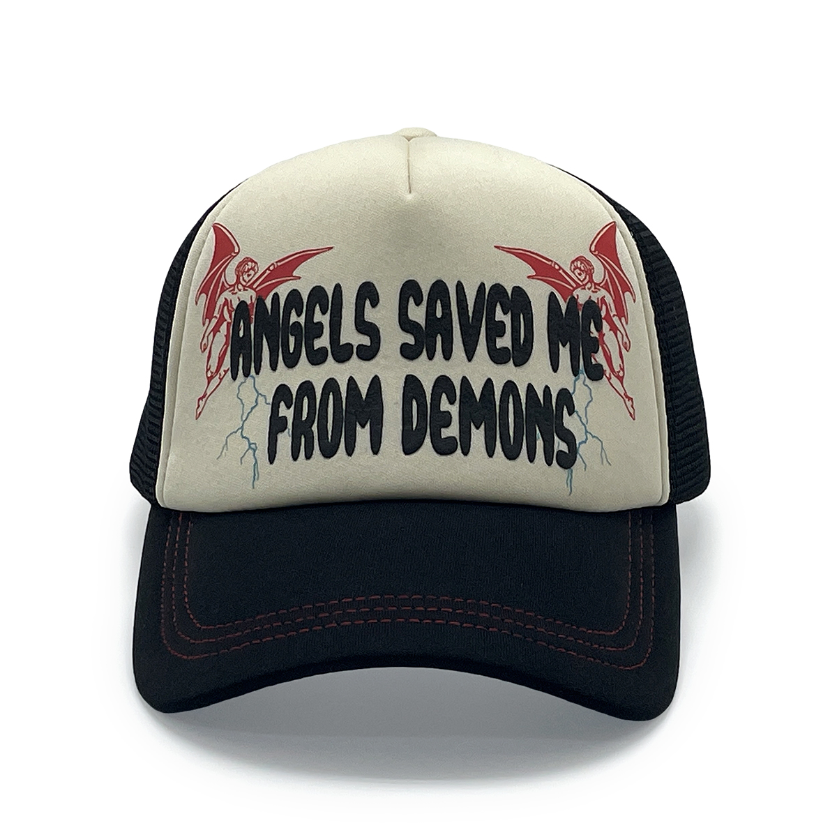 Foam Mesh Back Cap – &quotANGELS SAVED ME FROM DEMONS