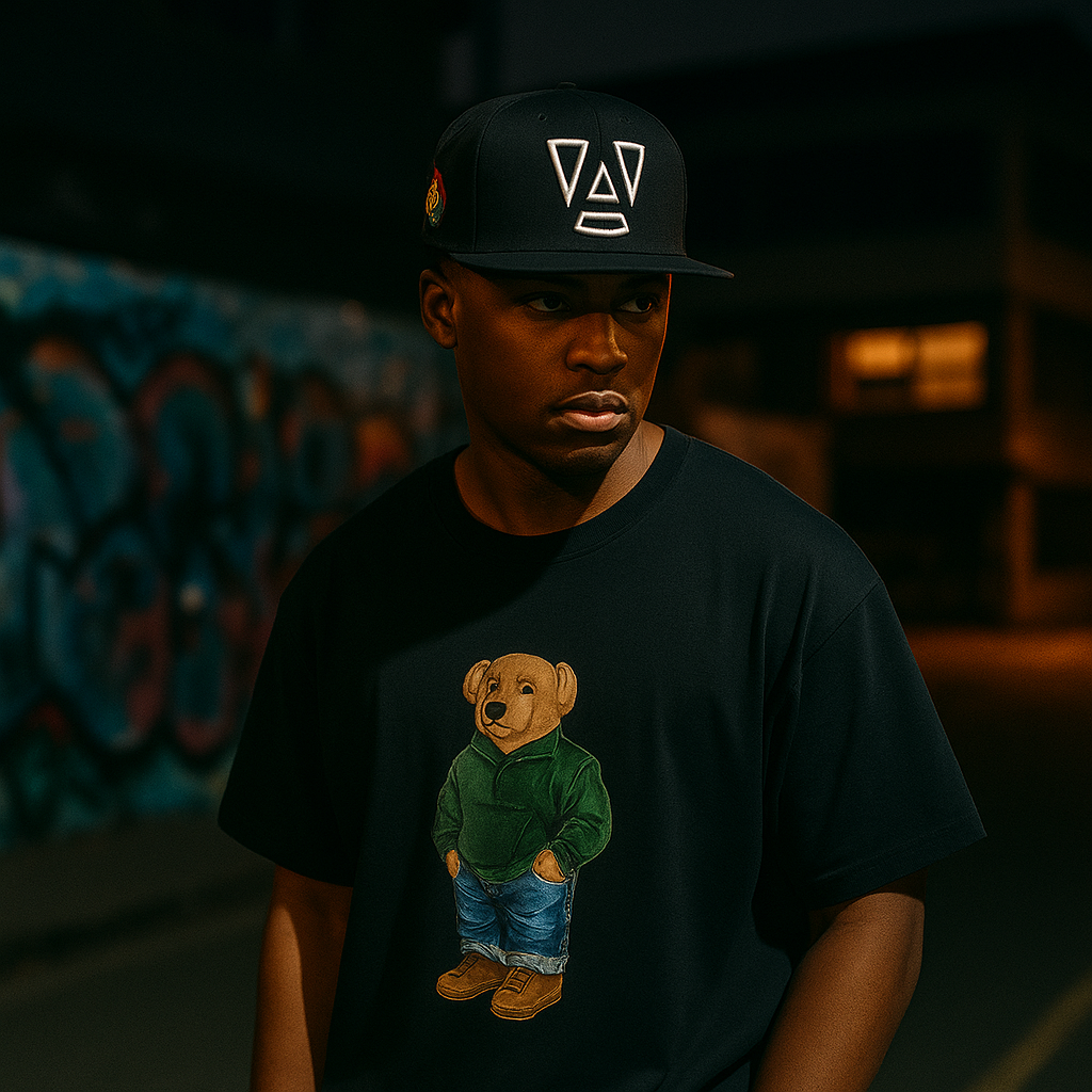 Geometric Face 3D Embroidered Flat Brim Snapback Cap