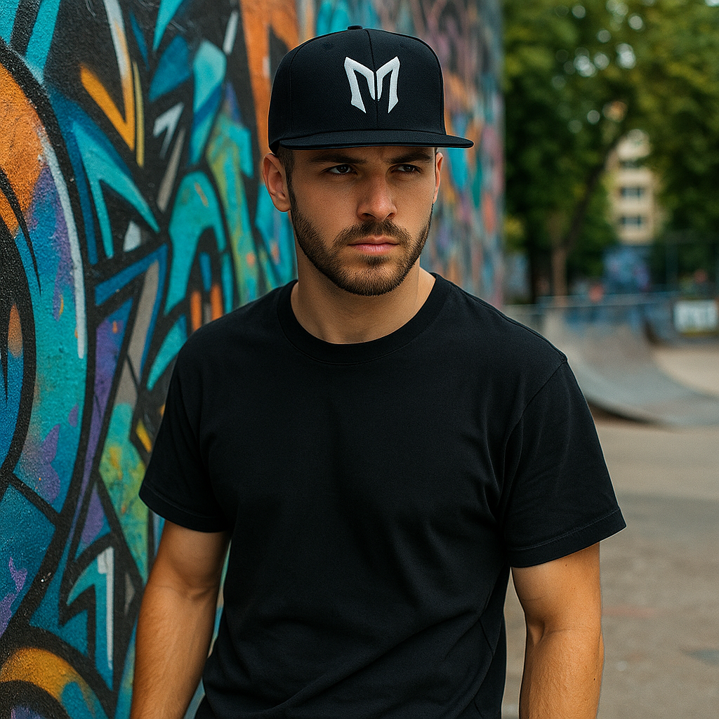 Bold Urban Style Flat Brim Hat with 3D Logo Embroidery