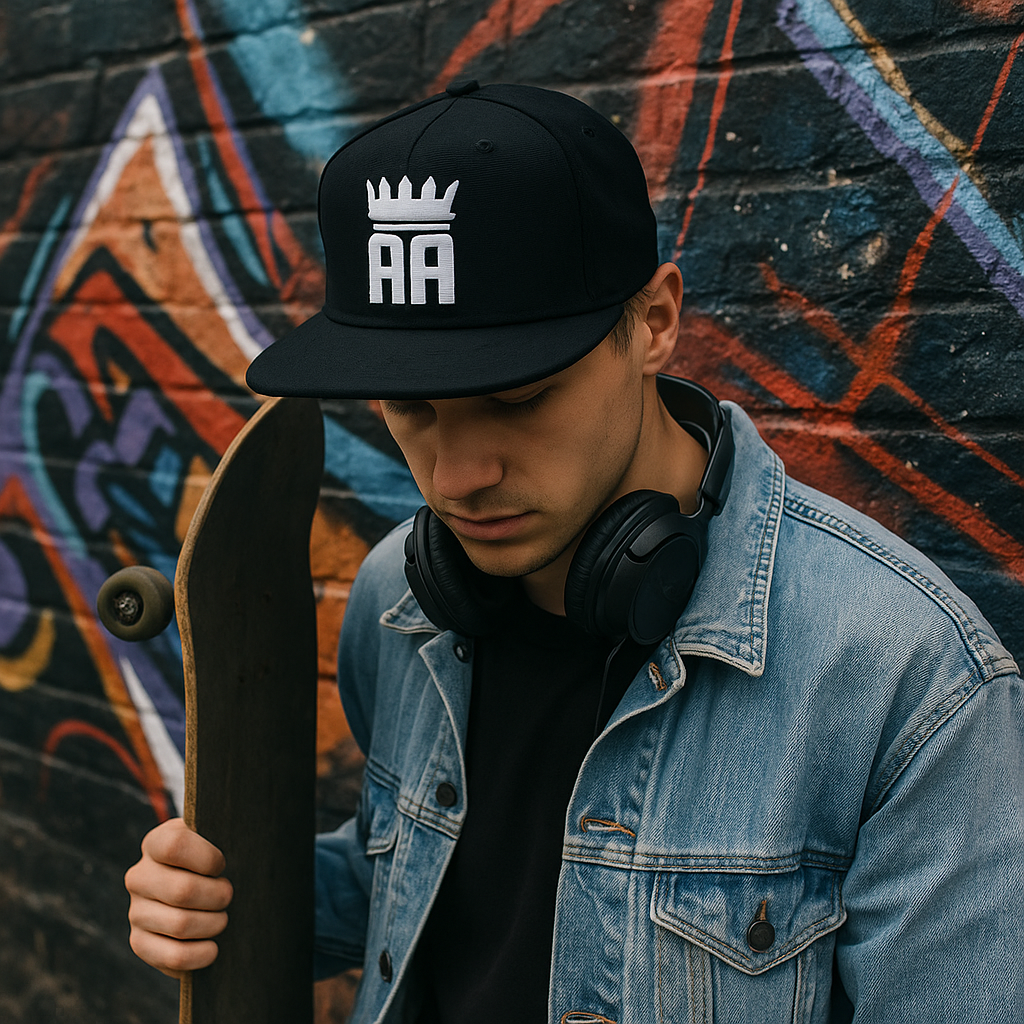 Crown Logo Custom Black Snapback Hat