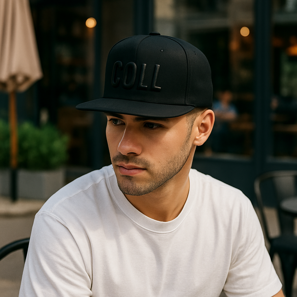 COLL Black on Black 3D Embroidered Snapback Hat