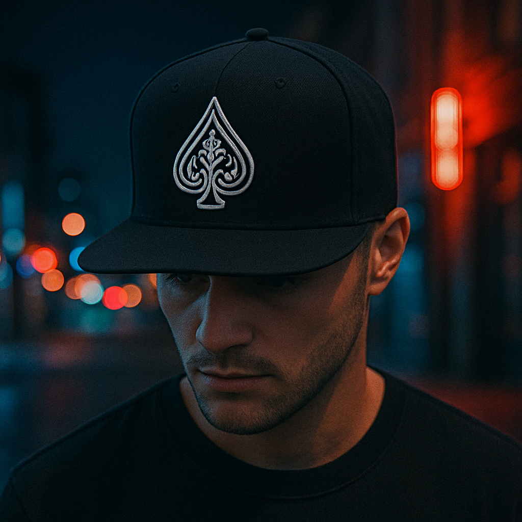 Ace Spade Black Flat Brim Cap