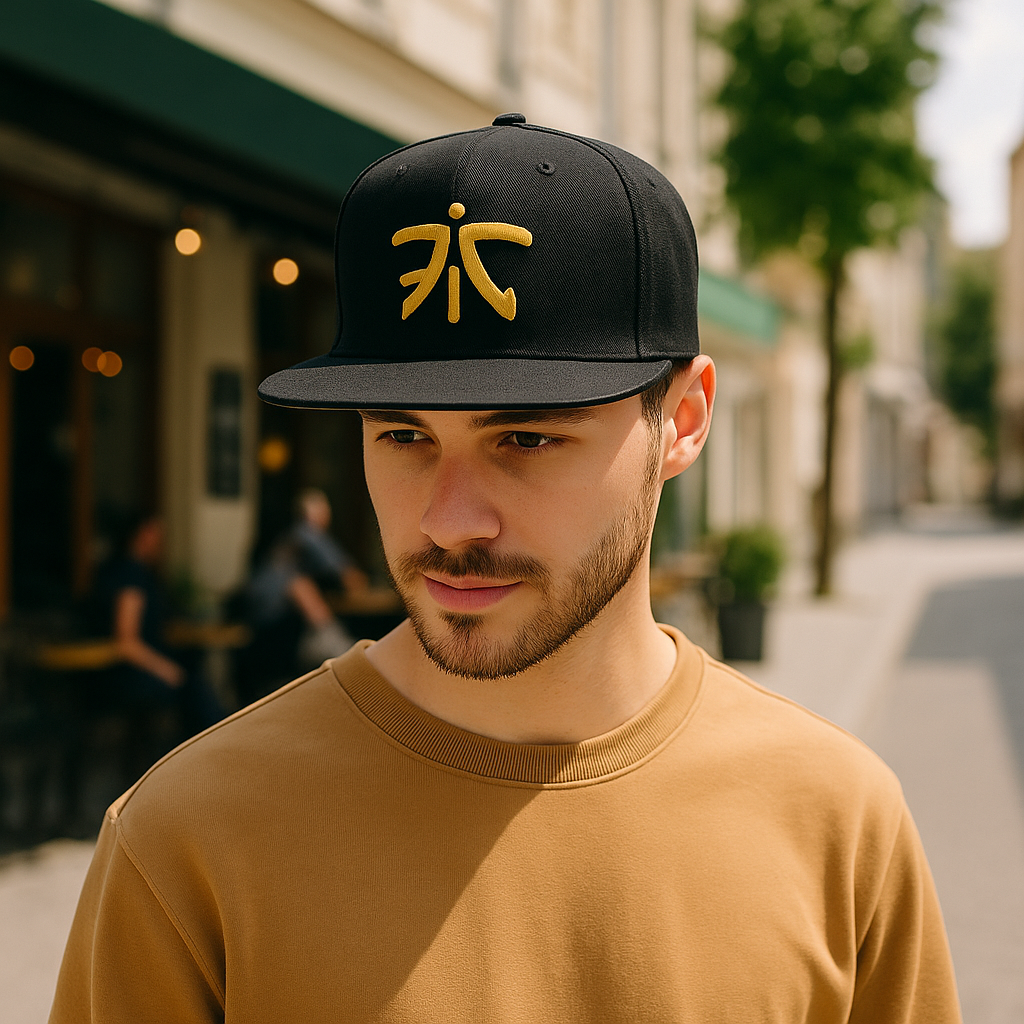 Fnatic Logo Snapback – Black & Yellow 6-Panel Gamer Cap