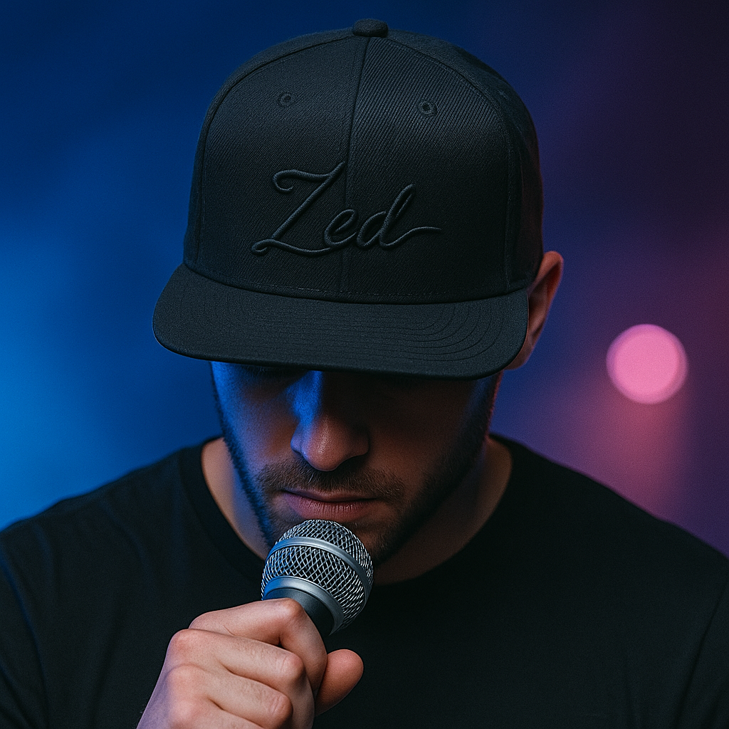 Zed All-Black 3D Embroidered Snapback Hat – Minimalist Street Cap
