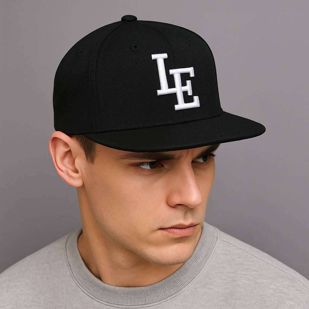 LE Monogram Embroidered Snapback Hat