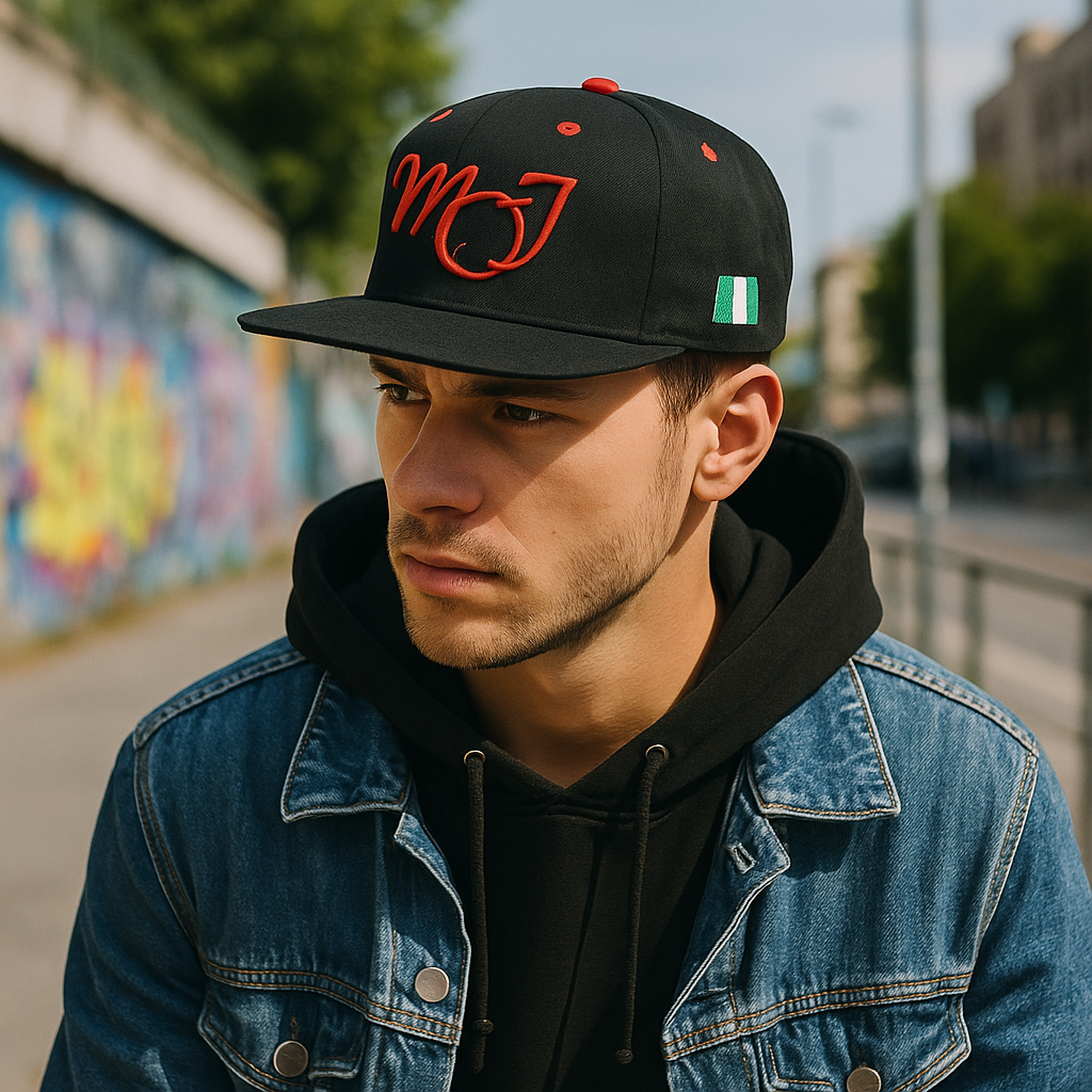 MOJ Red Embroidered Nigeria Flag Snapback Hat