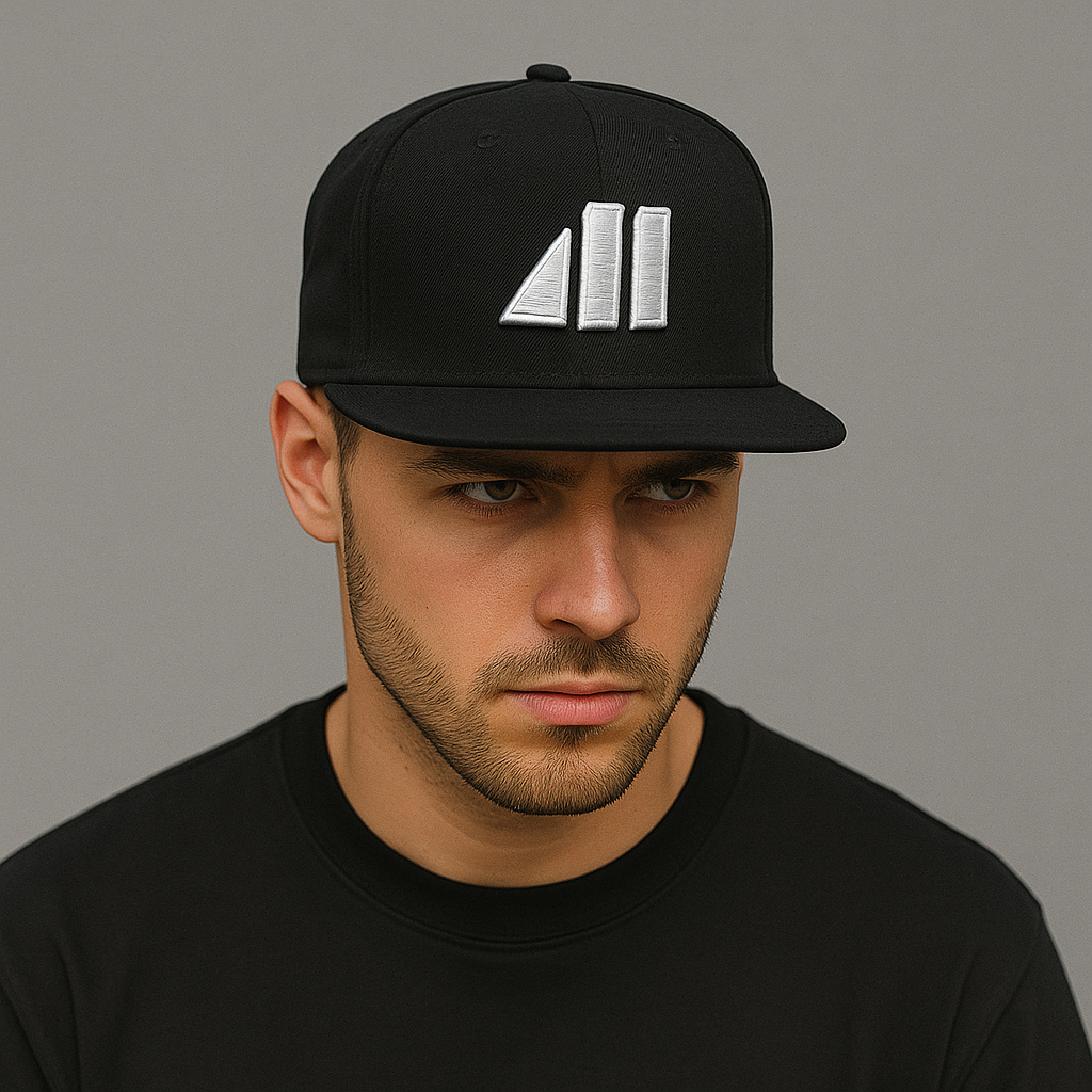 Geometric White Logo Embroidered Snapback Hat