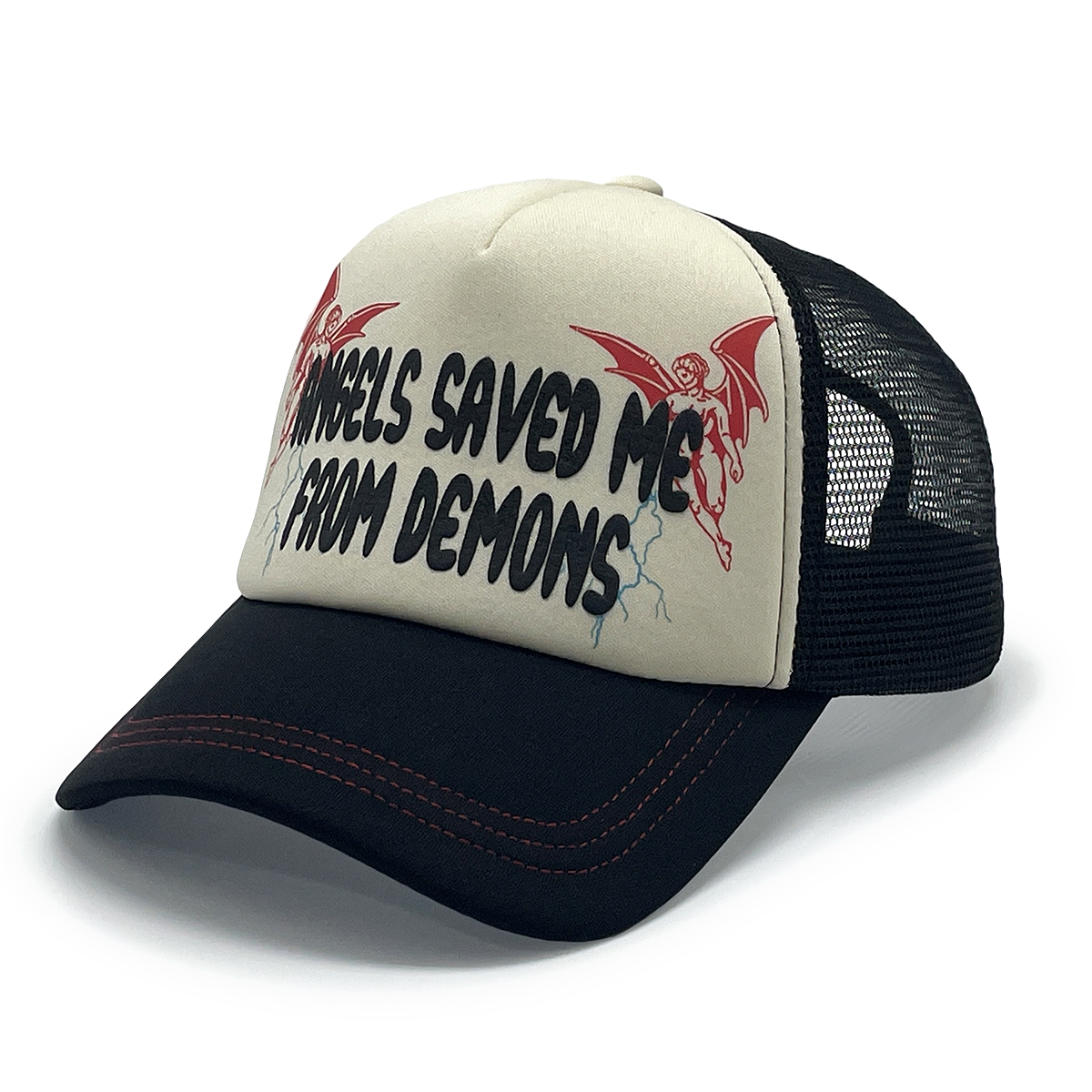 Foam Mesh Back Cap – &quotANGELS SAVED ME FROM DEMONS