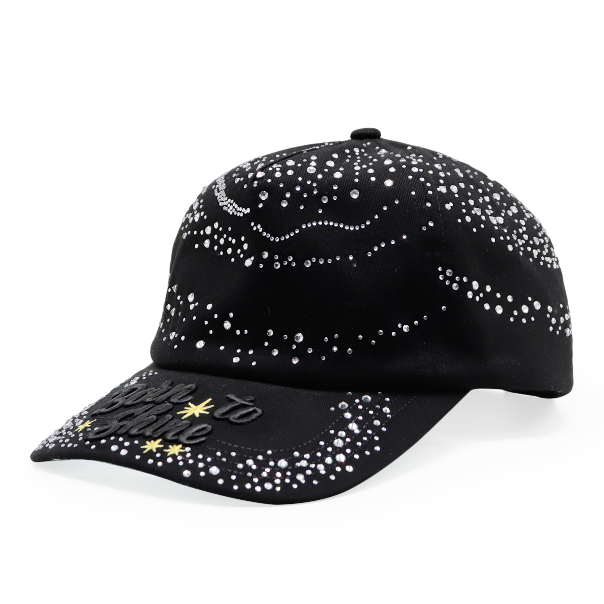 Born to Shine Rhinestone Embroidered Black Baseball Cap