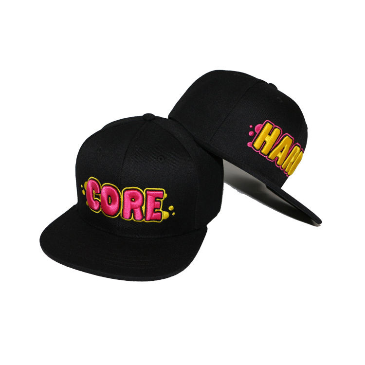 Graffiti Pop Snapback – Black Flat-Brim 6-Panel Cap