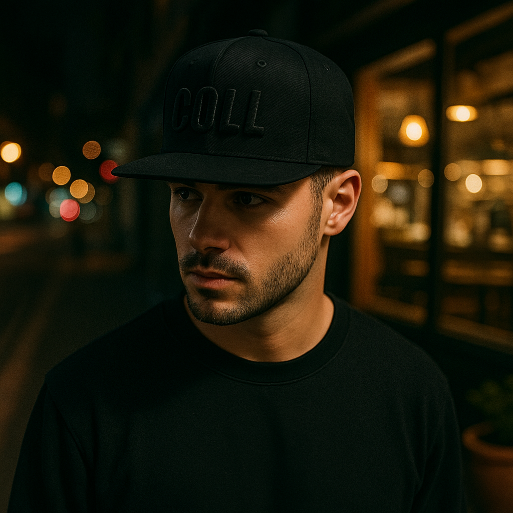 COLL Black on Black 3D Embroidered Snapback Hat