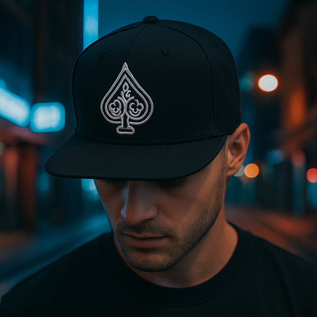 Ace Spade Black Flat Brim Cap