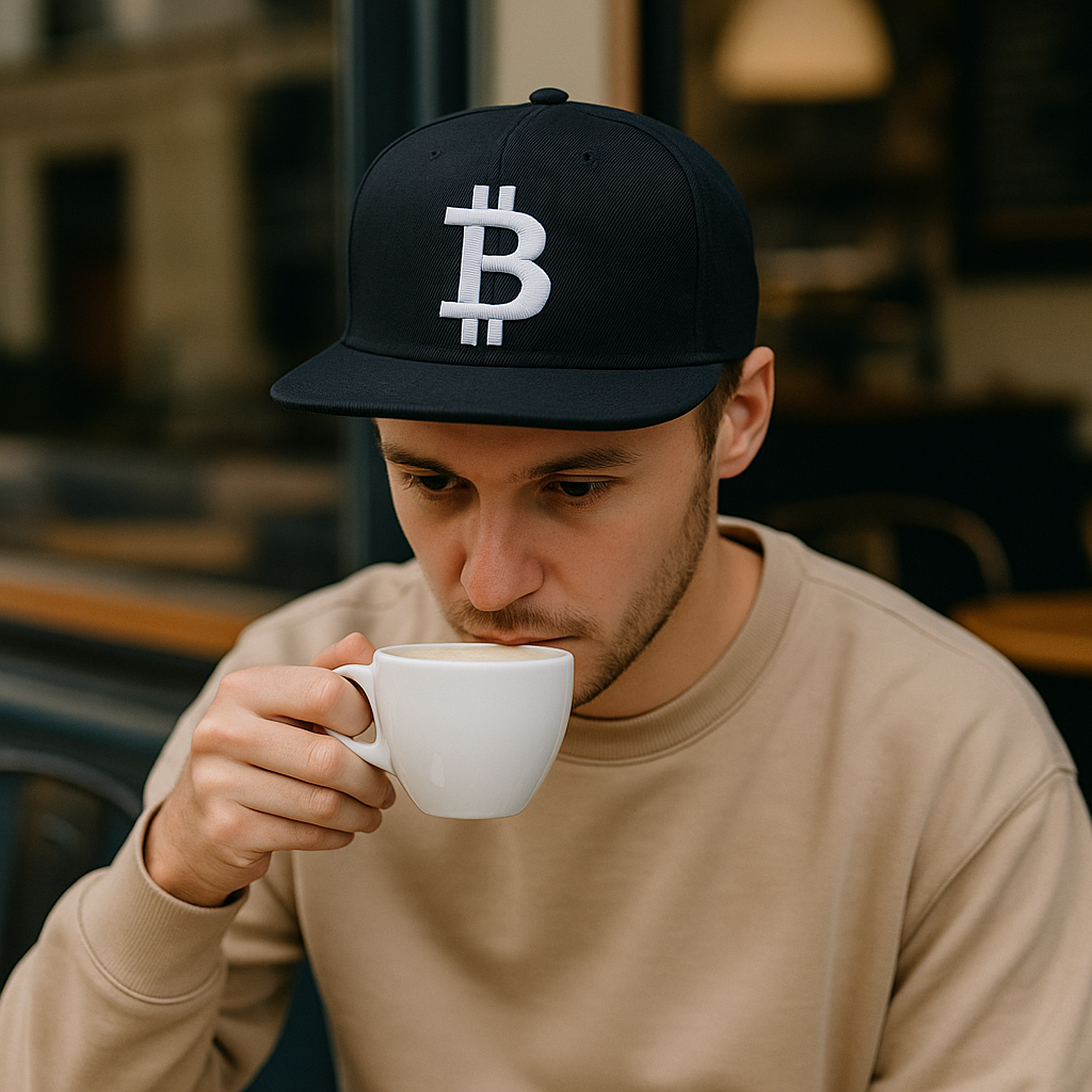 Bitcoin Symbol Flat-Brim Snapback Hat