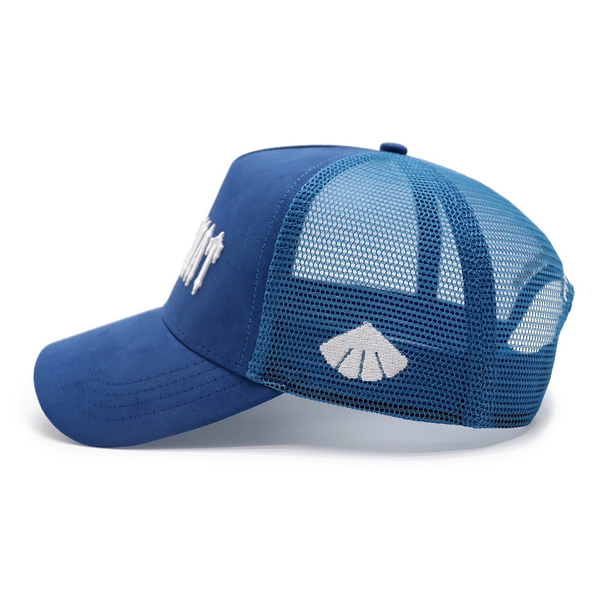 Blue Suede “SUEDE HAT” Embroidered Mesh Baseball Cap – Gothic Style Unisex Trucker Hat