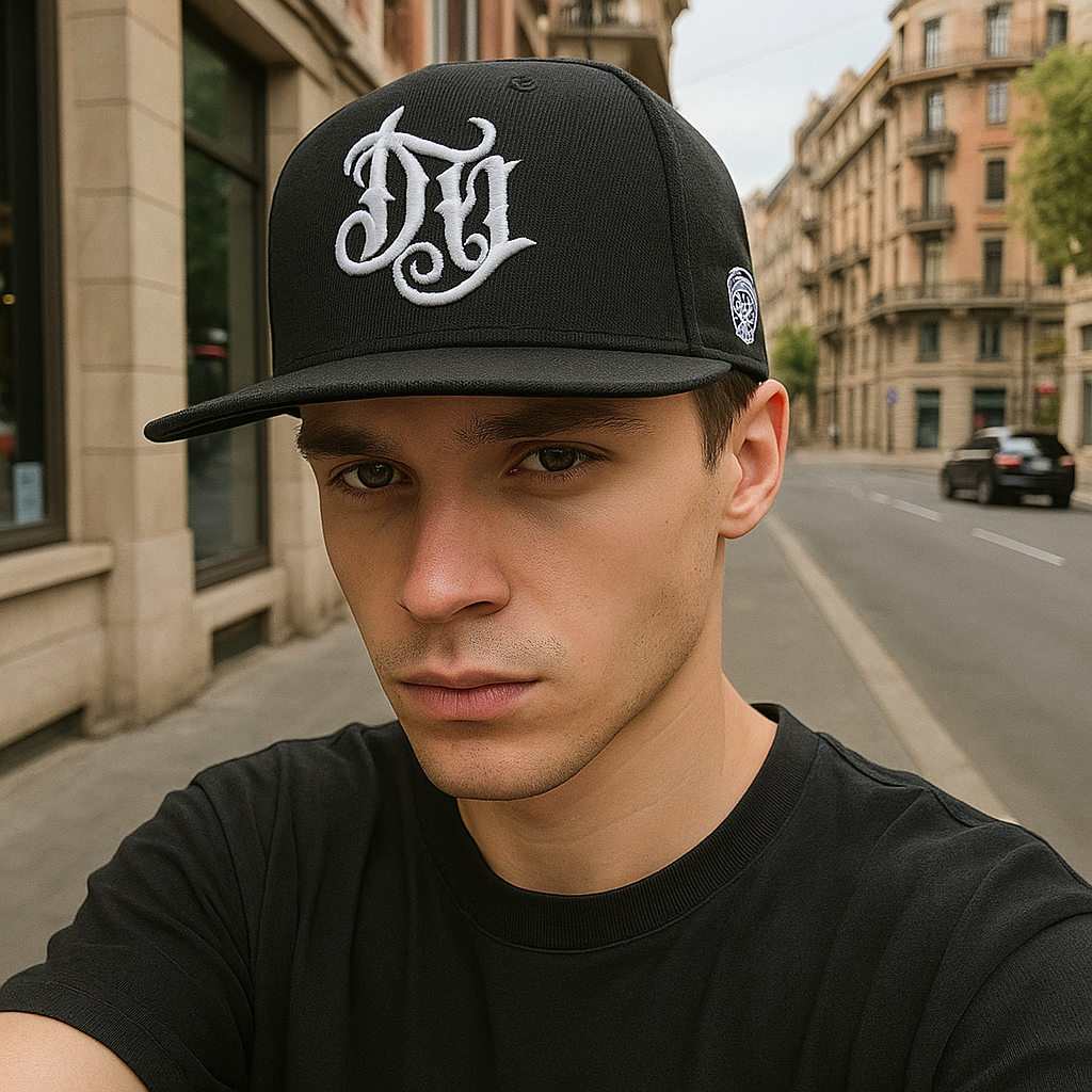 Custom NY Initials Black Snapback Hat