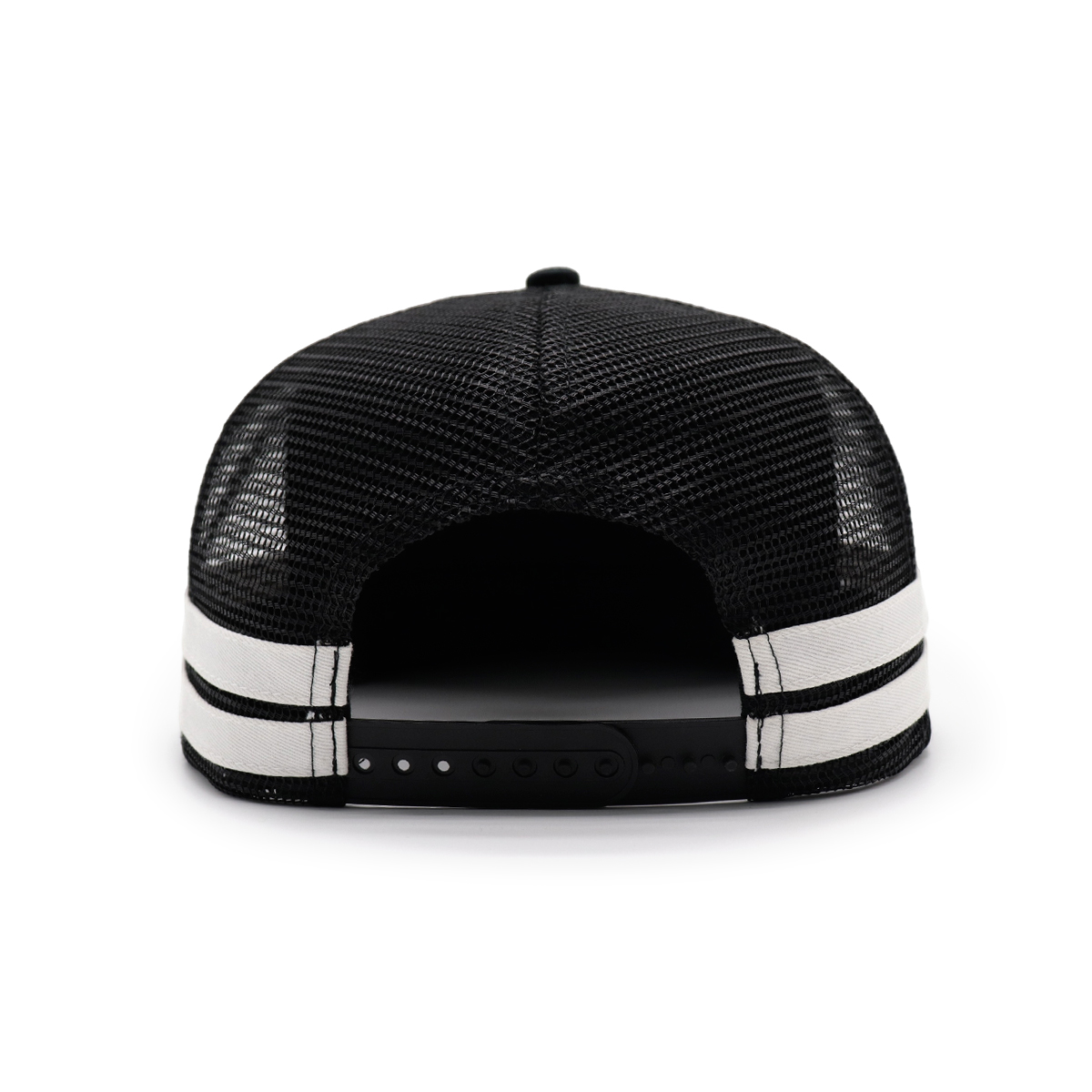 Black Flat Brim H-BOMB Patch Trucker Hat – Custom Snapback Mesh Cap for Motorsports Fans