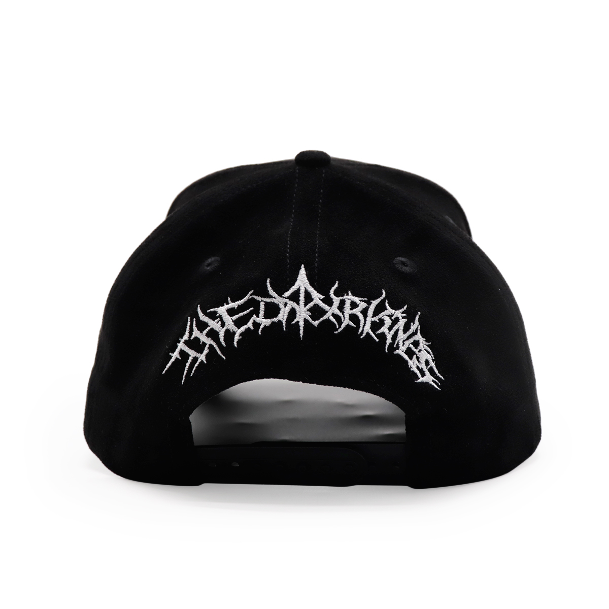 Black Gothic Cross Rose Embroidered Baseball Cap Rope Trim Streetwear Hat